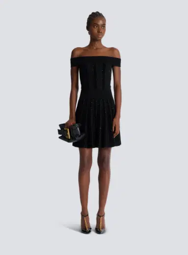 Balmain Off-the-shoulder glitter knit dress | Thumbnail 2