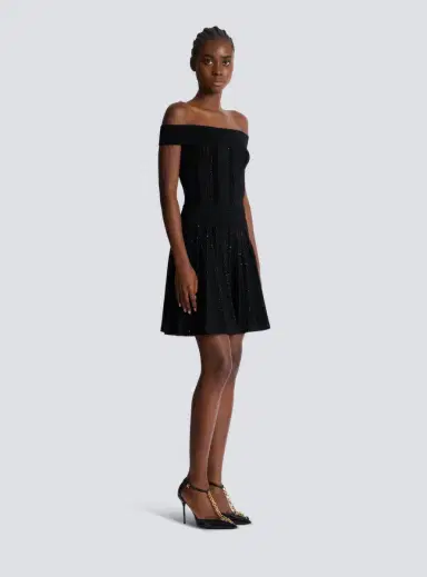 Balmain Off-the-shoulder glitter knit dress | Thumbnail 3
