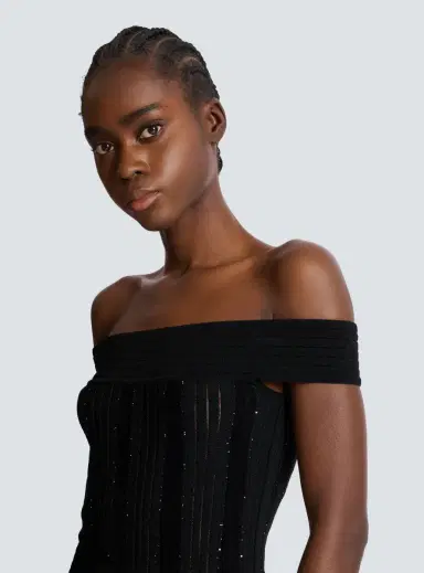 Balmain Off-the-shoulder glitter knit dress | Thumbnail 5