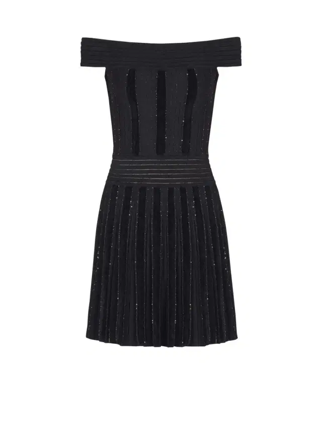 Balmain Off-the-shoulder glitter knit dress