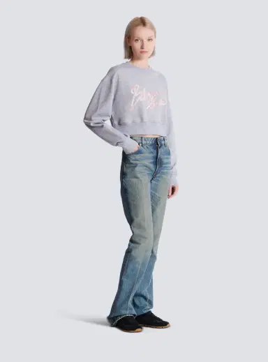 Balmain Cropped printed cotton sweatshirt | Thumbnail 3