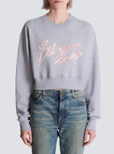 Balmain Cropped printed cotton sweatshirt | Thumbnail 7