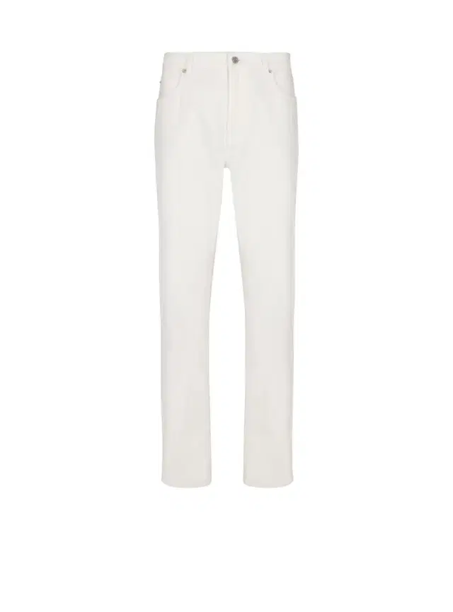 Balmain White denim straight-cut jeans