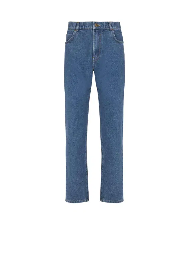 Balmain Blue denim straight-cut jeans