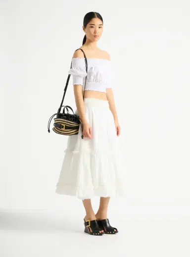 Balmain Mini Shuffle bag in smooth leather and raffia | Thumbnail 2 Balmain Mini Shuffle bag in smooth leather and raffia | Thumbnail 2