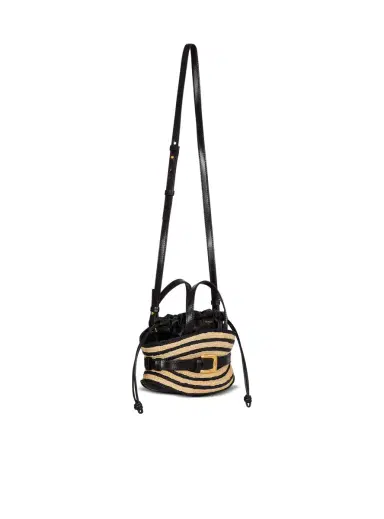 Balmain Mini Shuffle bag in smooth leather and raffia | Thumbnail 3 Balmain Mini Shuffle bag in smooth leather and raffia | Thumbnail 3