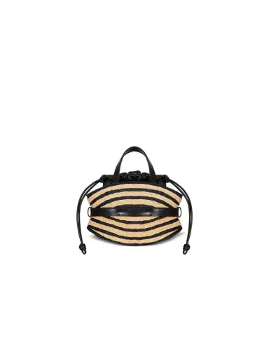 Balmain Mini Shuffle bag in smooth leather and raffia | Thumbnail 4 Balmain Mini Shuffle bag in smooth leather and raffia | Thumbnail 4