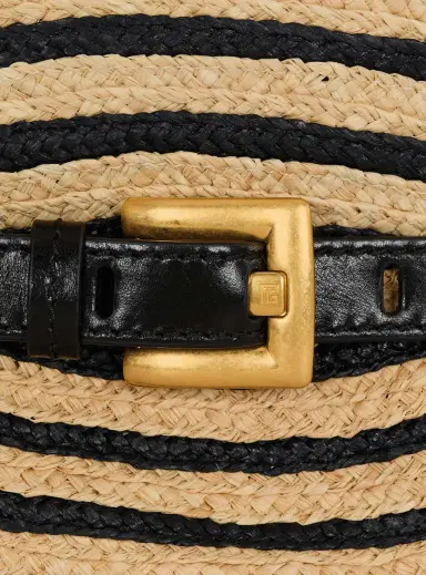 Balmain Mini Shuffle bag in smooth leather and raffia | Thumbnail 5 Balmain Mini Shuffle bag in smooth leather and raffia | Thumbnail 5