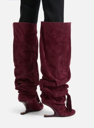 Balmain No Wedge suede leather thigh-high boots with tassel | Thumbnail 2 Balmain No Wedge suede leather thigh-high boots with tassel | Thumbnail 2