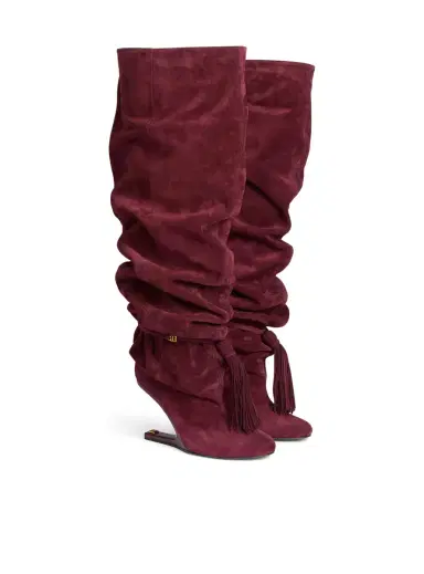 Balmain No Wedge suede leather thigh-high boots with tassel | Thumbnail 3 Balmain No Wedge suede leather thigh-high boots with tassel | Thumbnail 3