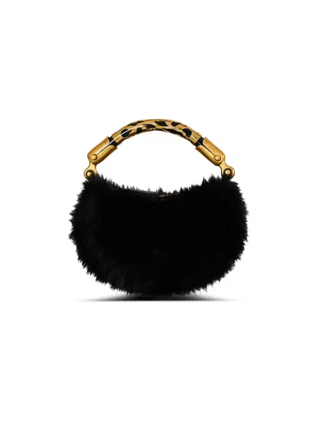 Balmain Mini Ebene bag in faux fur