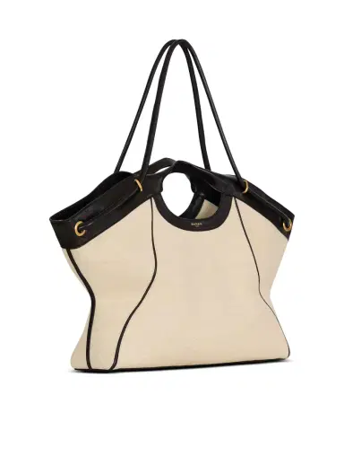 Balmain Large Tote in smooth leather and canvas | Thumbnail 3 Balmain Large Tote in smooth leather and canvas | Thumbnail 3
