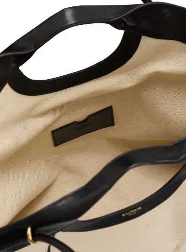 Balmain Large Tote in smooth leather and canvas | Thumbnail 7 Balmain Large Tote in smooth leather and canvas | Thumbnail 7
