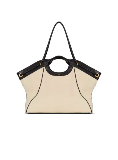 Balmain Large Tote in smooth leather and canvas | Thumbnail 1 Balmain Large Tote in smooth leather and canvas | Thumbnail 1