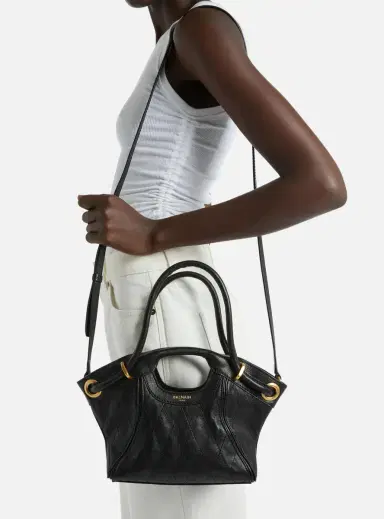 Balmain Small Tote in smooth topstitched leather | Thumbnail 2 Balmain Small Tote in smooth topstitched leather | Thumbnail 2