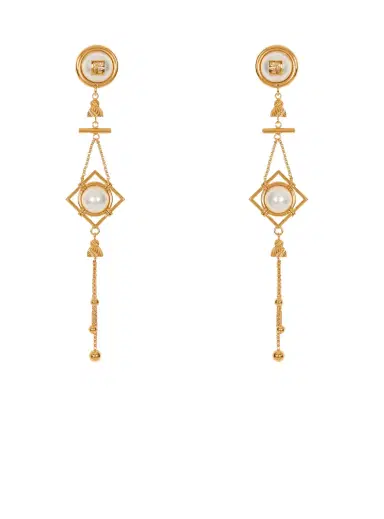 Balmain Brass and pearl pendant earrings | Thumbnail 1 Balmain Brass and pearl pendant earrings | Thumbnail 1