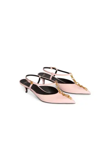 Balmain Sync chain kitten slingbacks in leather | Thumbnail 3 Balmain Sync chain kitten slingbacks in leather | Thumbnail 3