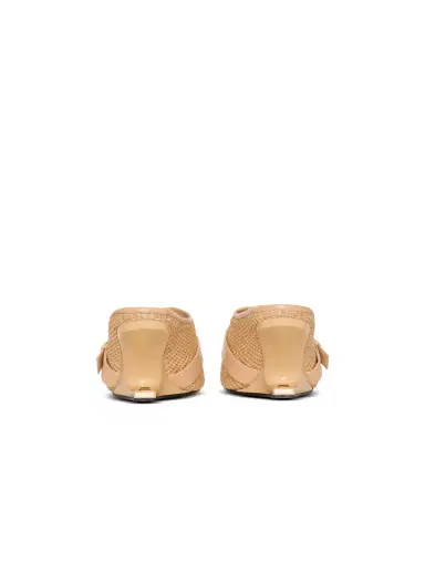 Balmain Anthem No Wedge mules in smooth leather and raffia | Thumbnail 4