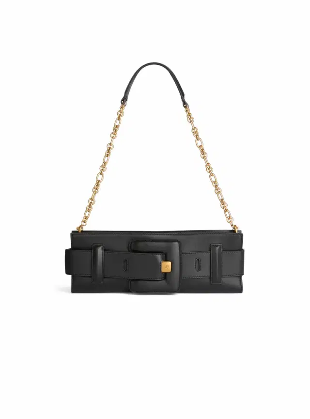 Balmain Anthem smooth leather clutch