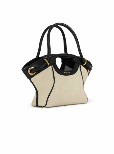 Balmain Small Tote in smooth leather and canvas | Thumbnail 3 Balmain Small Tote in smooth leather and canvas | Thumbnail 3