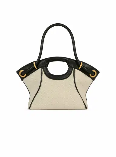 Balmain Small Tote in smooth leather and canvas | Thumbnail 4 Balmain Small Tote in smooth leather and canvas | Thumbnail 4