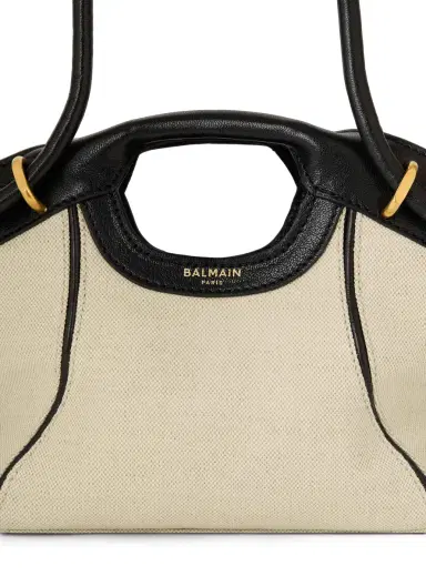 Balmain Small Tote in smooth leather and canvas | Thumbnail 5 Balmain Small Tote in smooth leather and canvas | Thumbnail 5