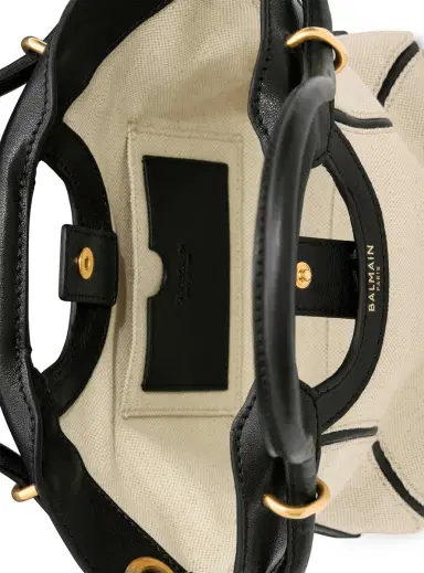 Balmain Small Tote in smooth leather and canvas | Thumbnail 6 Balmain Small Tote in smooth leather and canvas | Thumbnail 6