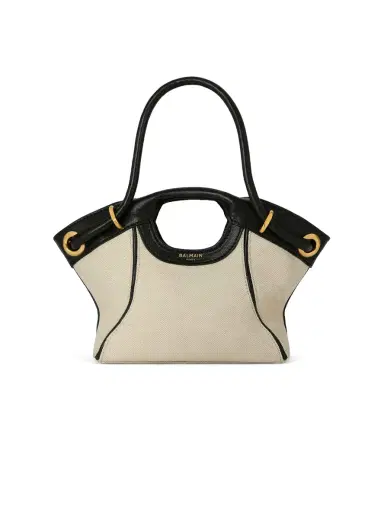 Balmain Small Tote in smooth leather and canvas | Thumbnail 1 Balmain Small Tote in smooth leather and canvas | Thumbnail 1