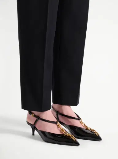 Balmain Sync chain kitten slingbacks in patent leather | Thumbnail 2