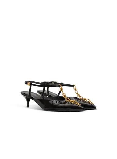 Balmain Sync chain kitten slingbacks in patent leather | Thumbnail 3