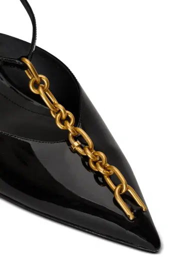 Balmain Sync chain kitten slingbacks in patent leather | Thumbnail 5