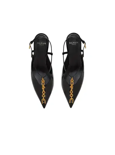 Balmain Sync chain kitten slingbacks in patent leather | Thumbnail 6