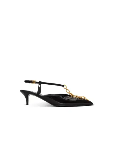 Balmain Sync chain kitten slingbacks in patent leather | Thumbnail 1