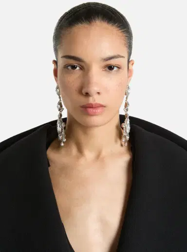 Balmain Brass and crystal pendant earrings | Thumbnail 2