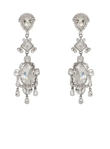 Balmain Brass and crystal pendant earrings | Thumbnail 1