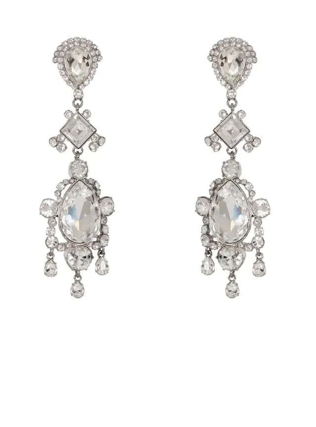 Balmain Brass and crystal pendant earrings