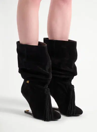 Balmain No Wedge suede leather ankle boots with tassel | Thumbnail 2