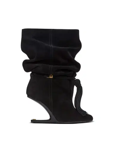 Balmain No Wedge suede leather ankle boots with tassel | Thumbnail 1