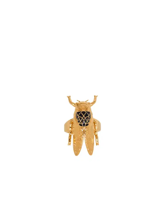 Balmain Brass and enamel Insect ring