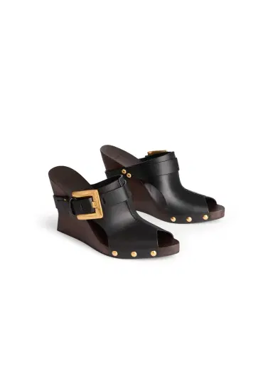 Balmain Anthem Wedge smooth leather mules | Thumbnail 3 Balmain Anthem Wedge smooth leather mules | Thumbnail 3