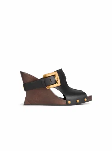 Balmain Anthem Wedge smooth leather mules | Thumbnail 1 Balmain Anthem Wedge smooth leather mules | Thumbnail 1
