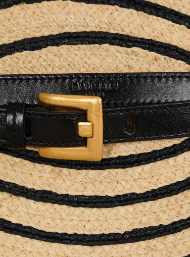 Balmain Medium Shuffle bag in smooth leather and two-tone raffia | Thumbnail 5