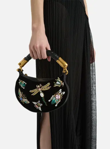 Balmain Mini Ebene Insect bag in embroidered velvet | Thumbnail 2