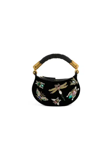 Balmain Mini Ebene Insect bag in embroidered velvet | Thumbnail 1
