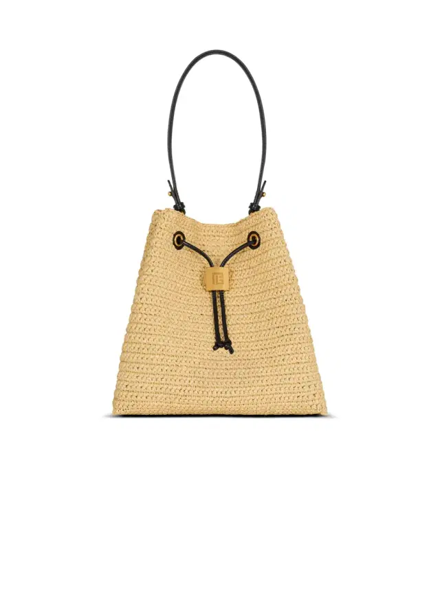 Balmain Pulse crochet and leather backpack
