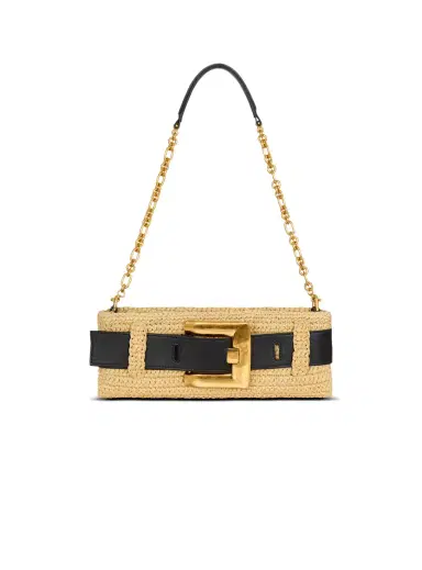 Balmain Anthem clutch bag in smooth leather and crochet | Thumbnail 1