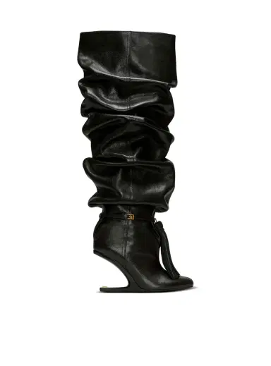 Balmain No Wedge textured leather thigh-high boots with tassel | Thumbnail 1 Balmain No Wedge textured leather thigh-high boots with tassel | Thumbnail 1