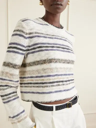 James Perse Striped Knitted Cotton-blend Sweater | Thumbnail 5 James Perse Striped Knitted Cotton-blend Sweater | Thumbnail 5