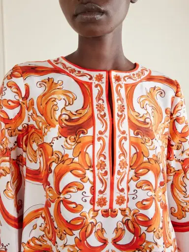 Dolce & Gabbana Pleated Printed Silk-twill Mini Dress | Thumbnail 4 Dolce & Gabbana Pleated Printed Silk-twill Mini Dress | Thumbnail 4