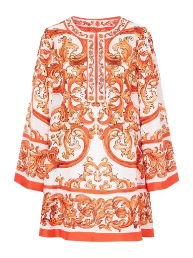 Dolce & Gabbana Pleated Printed Silk-twill Mini Dress | Thumbnail 1 Dolce & Gabbana Pleated Printed Silk-twill Mini Dress | Thumbnail 1